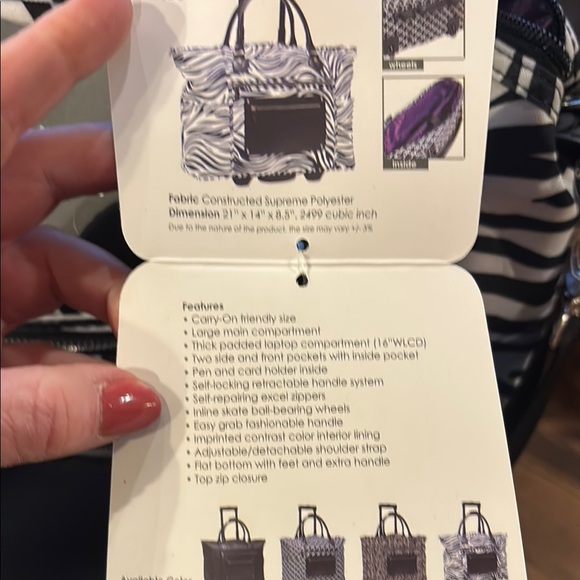 NWT Calpak Zebra Print Rolling Tote Zanny Bag Carry On - Picture 11 of 12